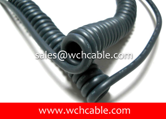 China 300V TPE Curly Cable UL20841 24AWG 4C OD5.5mm VW-1 Red L=122.2mm TPE Insulated supplier