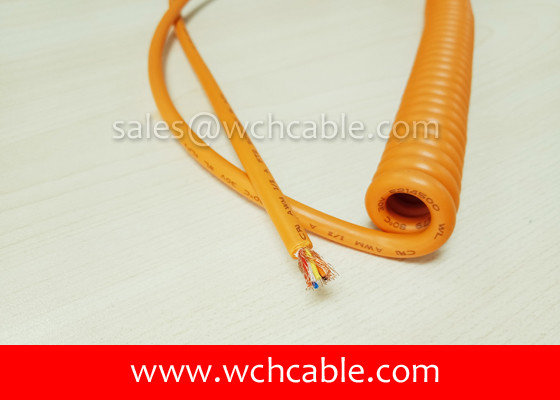 China UL Curly Cable, AWM Style UL21523 28AWG 5C VW-1 80°C 30V, PP / TPU supplier