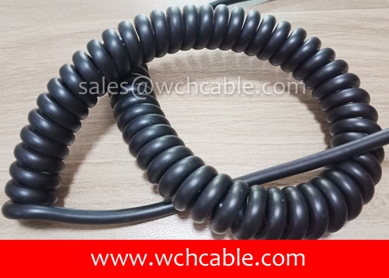 China UL Spiral Cable, AWM Style UL21820 24AWG 7C FT2 80°C 30V, HDPE / TPE supplier