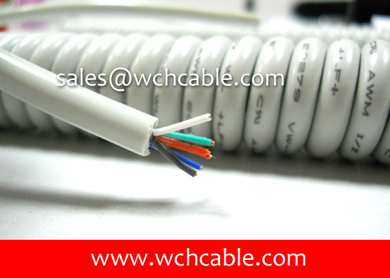China 30V Low Voltage 28AWG Spiral Cable Chemical Resistant Jacket Color and UL Marking Optional supplier