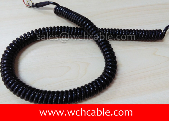 China UL Spiral Cable, AWM Style UL22208 22AWG 4C VW-1 60°C 300V, PVC / TPE supplier