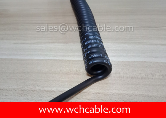 China UL Curly Cable, AWM Style UL20240 26AWG 4C VW-1 125°C 30V, TPE / TPE supplier