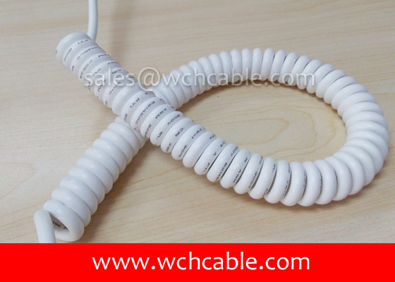 China UL Spiral Cable, AWM Style UL21210 18AWG 5C FT2 80°C 30V, PVC / PUR supplier