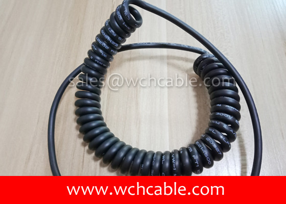 China UL Spiral Cable, AWM Style UL20327 24AWG 4C VW-1 105°C 300V, PVC / TPE supplier