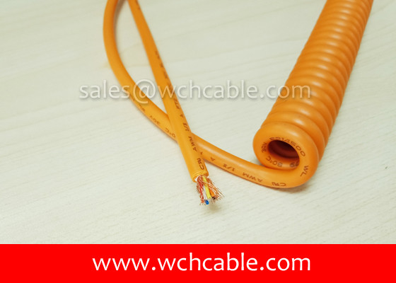 China UL Curly Cable, AWM Style UL21830 28AWG 3C VW-1 80°C 30V, PP / TPE supplier