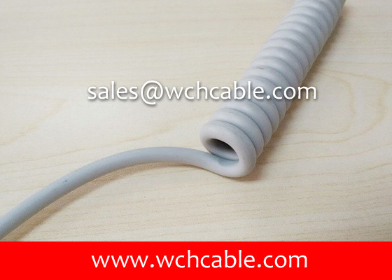 China UL20445 Medical Care Curly Cable PUR Sheath Rated 60C 30V supplier